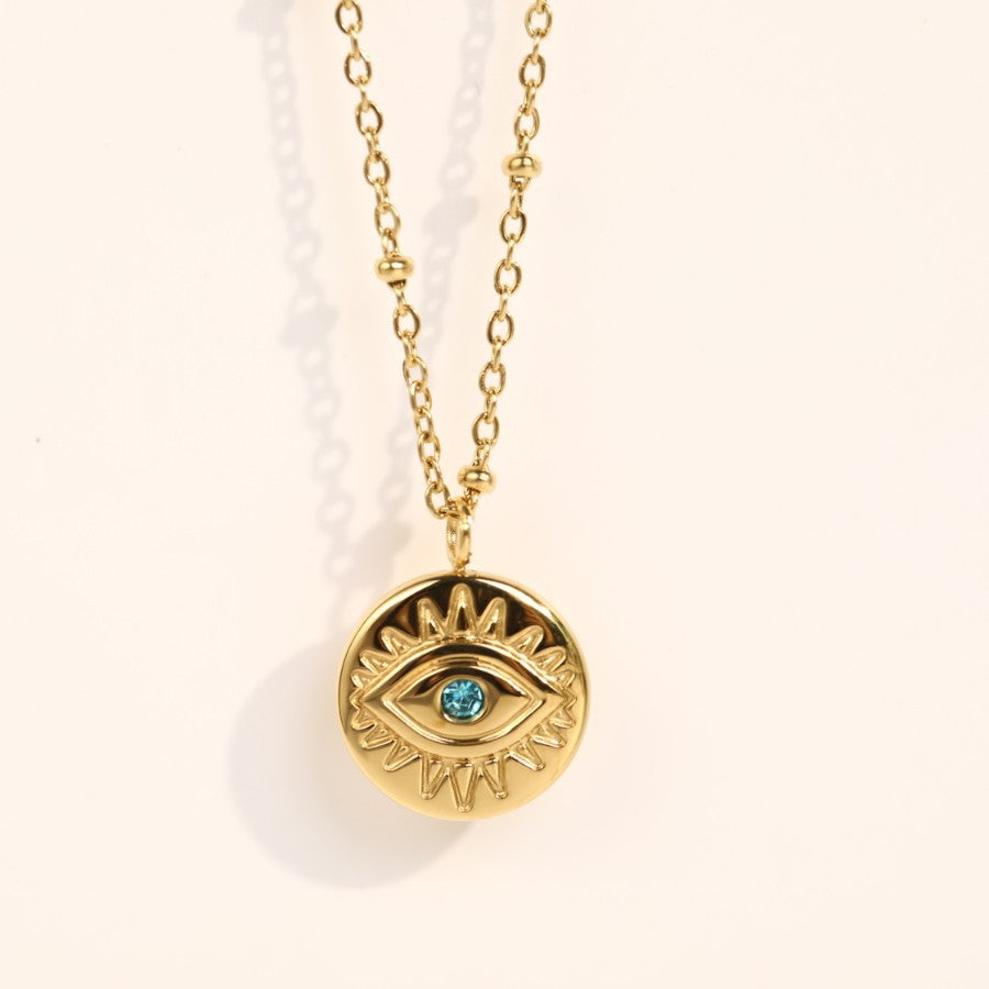 Cadena de clavícula de ojos de diablo de ojos azules de acero de titanio al por mayor